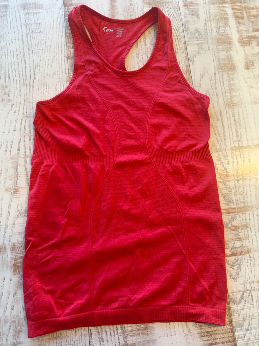 ZYIA Red Seam-Detail Racerback Tank Top